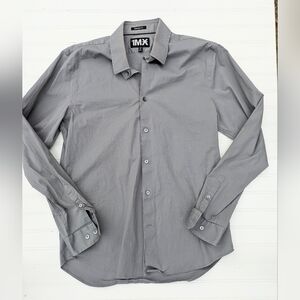 Express 1MX Gray Modern Fit Button Down Shirt